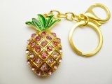 2" Hot Pink Crystal Pineapple Keychain